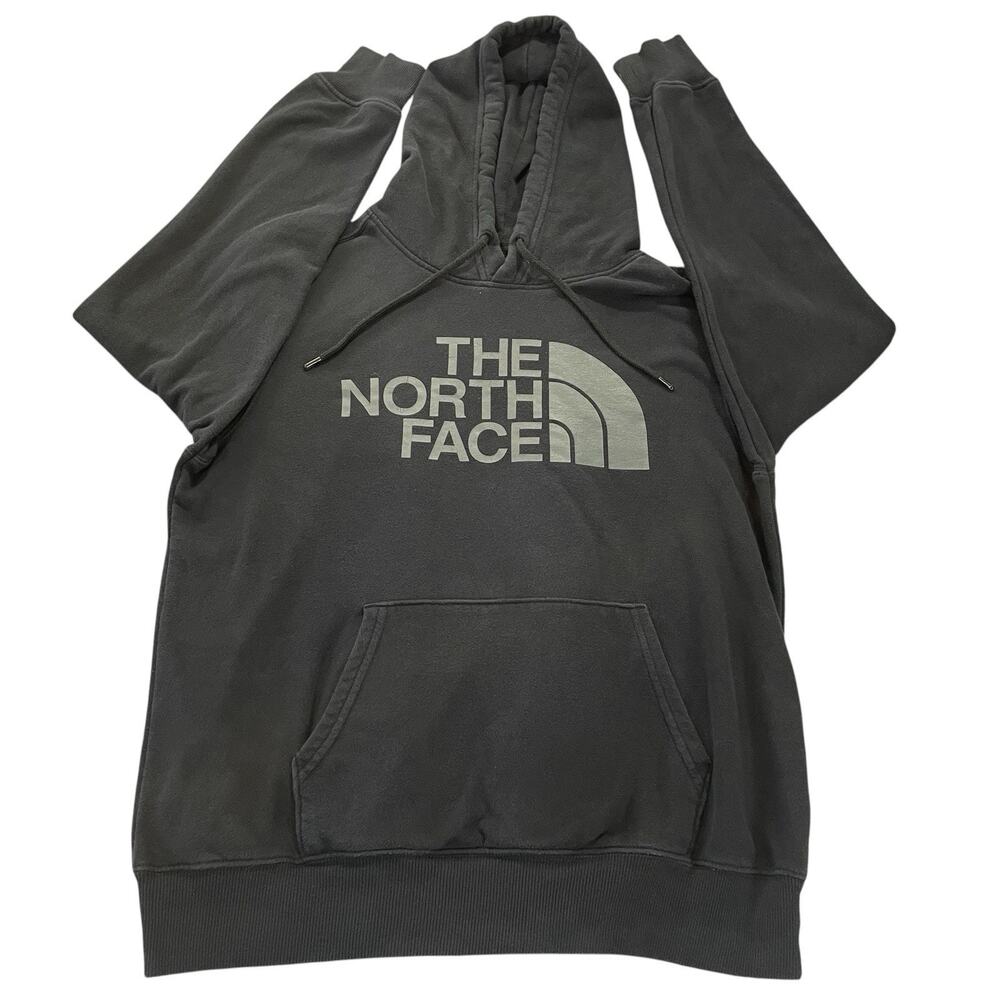The North Face Pullover Hoodie Men's Medium Faded Black Fleece Kangaroo Pocket
